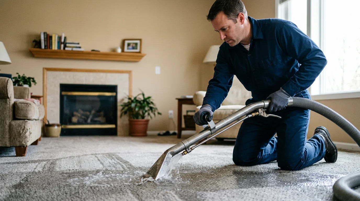 Water damage restoration technician working near Alvarado, TX